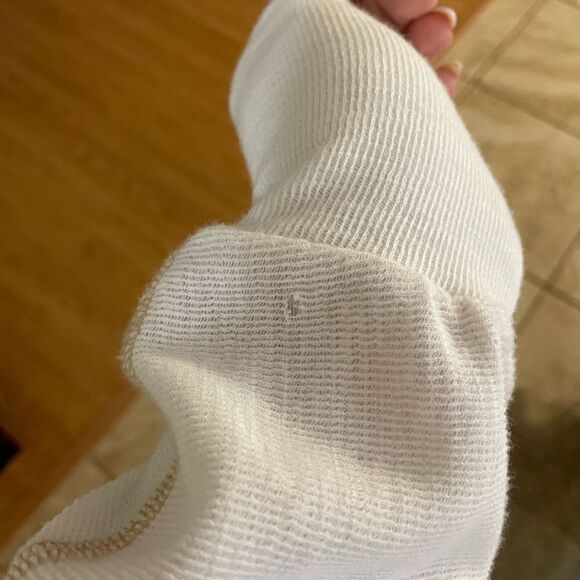 Free People Nikala Zip Off Shoulder Thermal Sweatshirt sz XS in cream - Picture 3 of 6